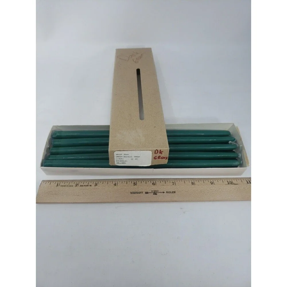 Vtg Hallmark Green Hostess Taper Candles Dark Green New Old Stock 1970s QTY: 11